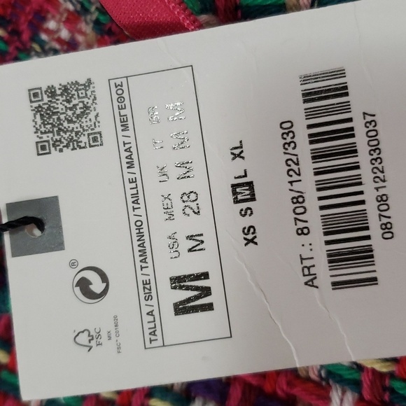 Zara women's multicolored tweed green/pink/cream medium. - Picture 7 of 7